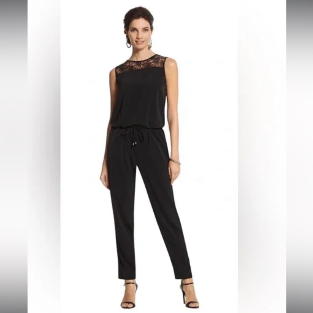 Black Label by Chico's black lace sleevless jumpsuit